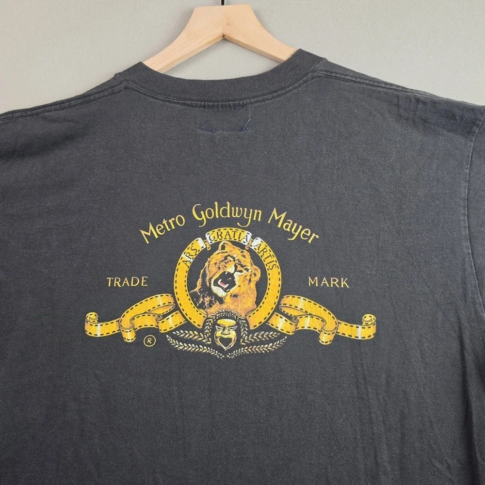 MGM Metro Goldwyn Mayer Vintage Movie Studio Promo Men's XL Black Faded Lion Tee